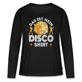 Disco Outfit 80er 70er Jahre Disko Party Kostüm - Frauen Premium Bio Langarmshirt - Schwarz - Vorne - Julia (174cm)