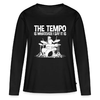 Le tempo est quoi que je dise c’est 4 - T-shirt manches longues Premium bio Femme - noir - Devant - Julia (174cm)