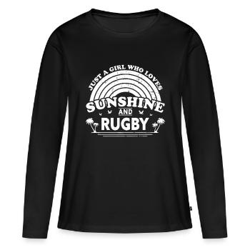 Rugby, nur ein Mädchen, das Sonnenschein und Rugbyspaß liebt - Frauen Premium Bio Langarmshirt - Schwarz - Vorne - Julia (174cm)