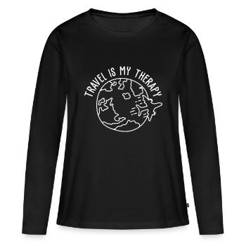 Travel Is My Therapy World Traveler Traveling Love - Women's Premium Organic Long Sleeve Shirt - black - Front - Julia (174cm)