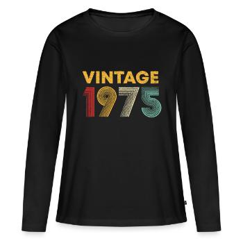 Jahrgang 1975 Geschenk zum 48. Geburtstag Männer Frauen 48 Jahre - Frauen Premium Bio Langarmshirt - Schwarz - Vorne - Julia (174cm)