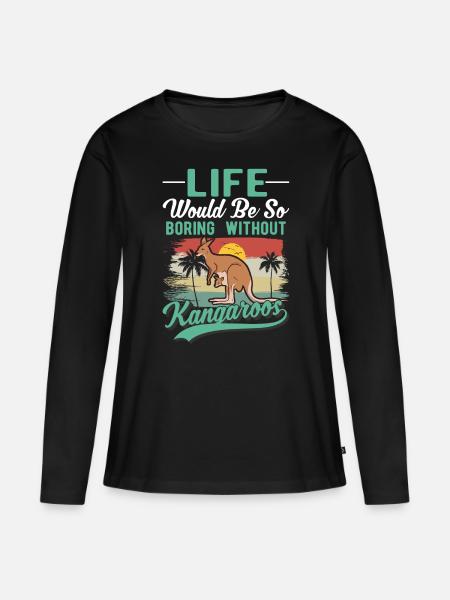 Australisches Känguru Australien Kangaroo - Frauen Premium Bio Langarmshirt - Schwarz