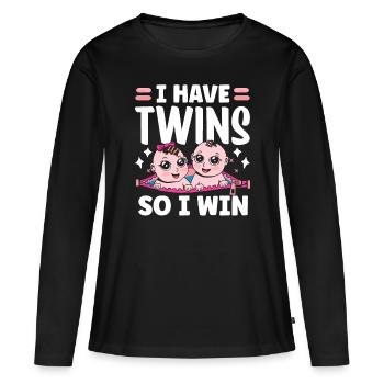 Ich Habe Zwillinge Also Gewinne Ich Zwilling - Frauen Premium Bio Langarmshirt - Schwarz - Vorne - Julia (174cm)
