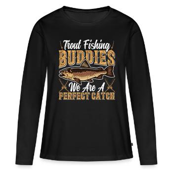 Funny Fishing Men Women - Frauen Premium Bio Langarmshirt - Schwarz - Vorne - Julia (174cm)