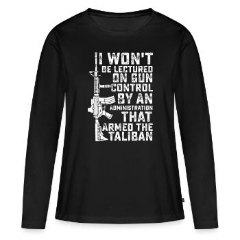 Je ne serai pas sermonné sur le contrôle des armes à feu par un administrateur - T-shirt manches longues Premium bio Femme - noir - Devant - Julia (174cm)
