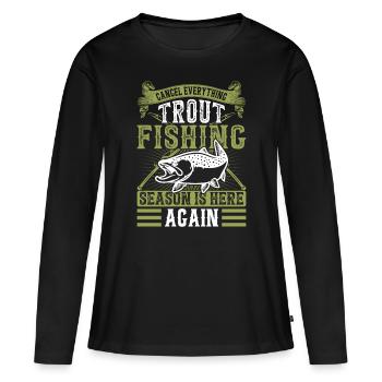 Funny Fishing Men Women - Frauen Premium Bio Langarmshirt - Schwarz - Vorne - Julia (174cm)