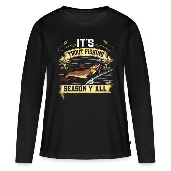 Funny Fishing Men Women - Frauen Premium Bio Langarmshirt - Schwarz - Vorne - Julia (174cm)