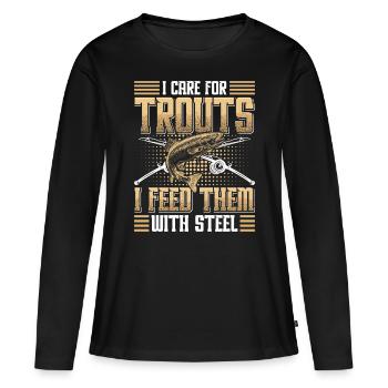 Funny Fishing Men Women - Frauen Premium Bio Langarmshirt - Schwarz - Vorne - Julia (174cm)