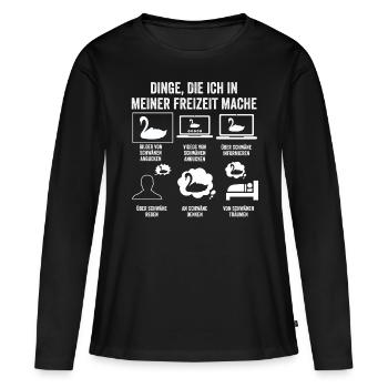 Schwan - Frauen Premium Bio Langarmshirt - Schwarz - Vorne - Julia (174cm)
