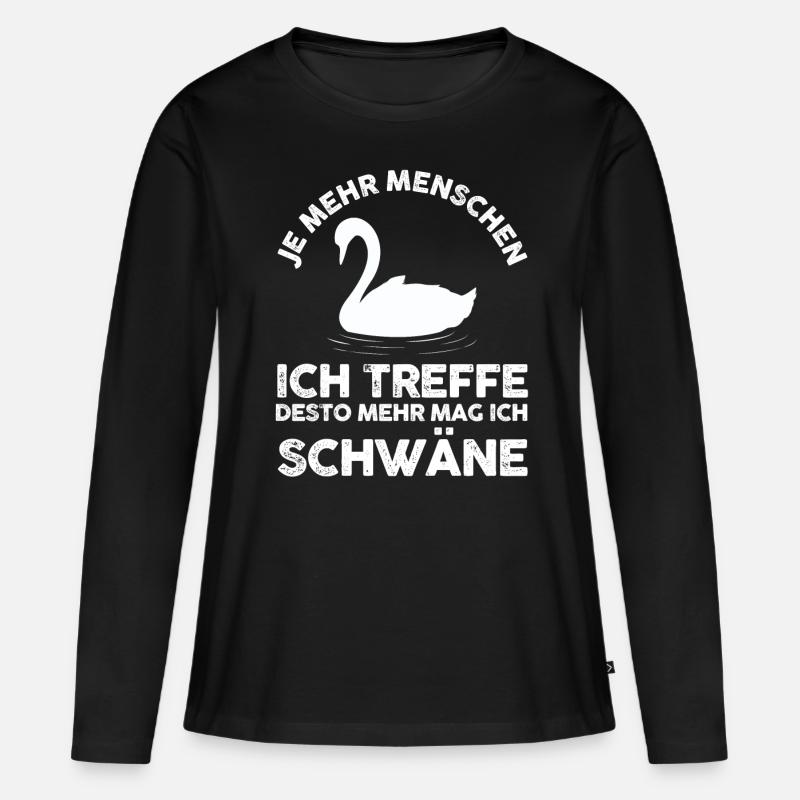 Schwan - Frauen Premium Bio Langarmshirt - Schwarz