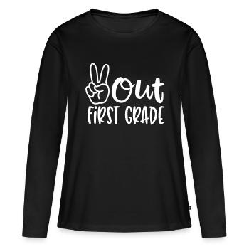 Peace Out Erste Klasse - Letzter Schultag 1. Klasse - Frauen Premium Bio Langarmshirt - Schwarz - Vorne - Julia (174cm)
