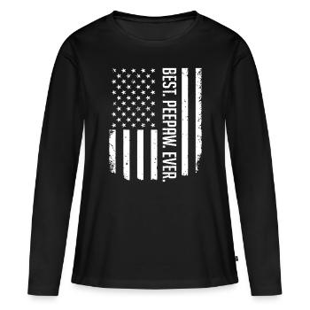 Meilleur Peepaw Homme Jamais Drapeau américain - T-shirt manches longues Premium bio Femme - noir - Devant - Julia (174cm)