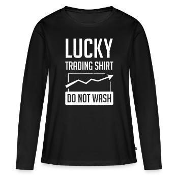 Stock Market Outfit For Stock Trader Trading - Women's Premium Organic Long Sleeve Shirt - black - Front - Julia (174cm)