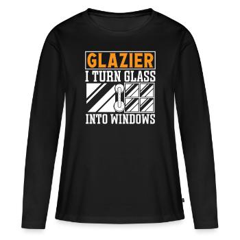 Glaser Glazier Turn Glass Into Windows Fensterbau - Women's Premium Organic Long Sleeve Shirt - black - Front - Julia (174cm)