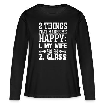 Glazier 2 Things Makes Me Happy Glazier Glass - Women's Premium Organic Long Sleeve Shirt - black - Front - Julia (174cm)