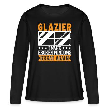 Glaser Glazier Broken Windows Great Again Glass - T-shirt manches longues Premium bio Femme - noir - Devant - Julia (174cm)