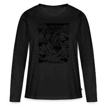 Street-Style & Hip-Hop Vibe: Pour les accros de la musique! - T-shirt manches longues Premium bio Femme - noir - Devant - Julia (174cm)