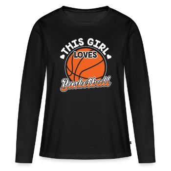 Cette fille aime le basketteur - T-shirt manches longues Premium bio Femme - noir - Devant - Julia (174cm)
