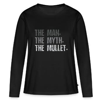 Mullet, L’homme Le mythe Le mulet - T-shirt manches longues Premium bio Femme - noir - Devant - Julia (174cm)
