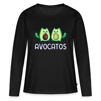 Avogato Avocado Katze Katze Vegan - Frauen Premium Bio Langarmshirt - Schwarz - Vorne - Julia (174cm)