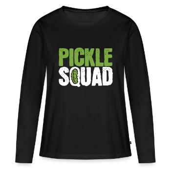 Cornichon Concombre Vegan Squad Green Grocer - T-shirt manches longues Premium bio Femme - noir - Devant - Julia (174cm)