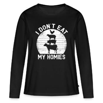 Végétarien Je ne mange pas mes homies Femmes Hommes Drôle V - T-shirt manches longues Premium bio Femme - noir - Devant - Julia (174cm)