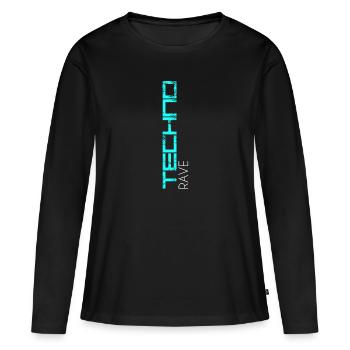 Techno Rave - T-shirt manches longues Premium bio Femme - noir - Devant - Julia (174cm)
