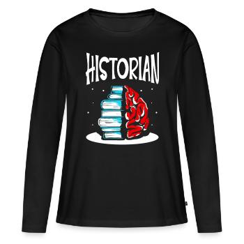 Historien Histoire Professeur d’histoire Histoire - T-shirt manches longues Premium bio Femme - noir - Devant - Julia (174cm)