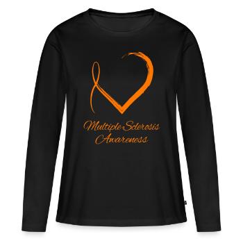Stylish Ribbon Heart Multiple Sclerosis Awareness - Women's Premium Organic Long Sleeve Shirt - black - Front - Julia (174cm)