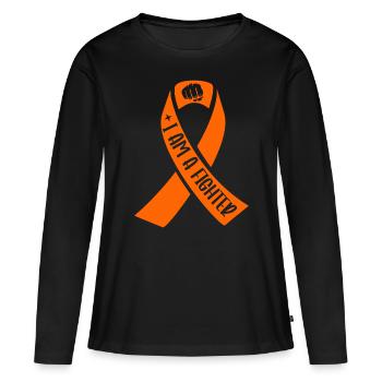 Sclérose en plaques Je suis un combattant Ruban orange MS - T-shirt manches longues Premium bio Femme - noir - Devant - Julia (174cm)