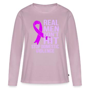 Real Men Don't Hit Stop Domestic Violence Awarenes - Women's Premium Organic Long Sleeve Shirt - dusky pink - Front - Julia (174cm)