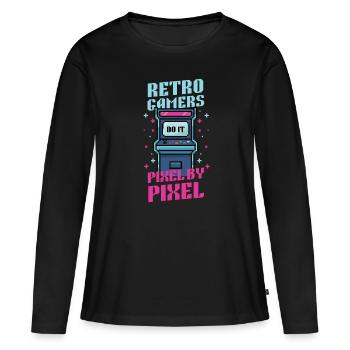 Video Players Retro Gamer Gaming Classic 80s - Women's Premium Organic Long Sleeve Shirt - black - Front - Julia (174cm)