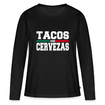 Tacos et Cervezas Funny Mexico Cinco de Mayo - T-shirt manches longues Premium bio Femme - noir - Devant - Julia (174cm)