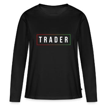 Gif boursier de négociation de jour simple minimal - T-shirt manches longues Premium bio Femme - noir - Devant - Julia (174cm)
