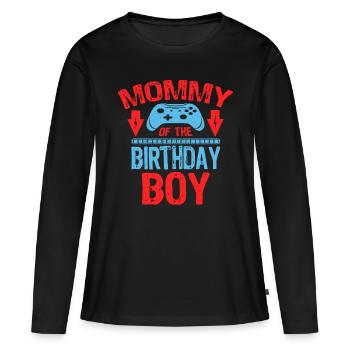 Maman de la famille de jeux de garçon d’anniversaire - T-shirt manches longues Premium bio Femme - noir - Devant - Julia (174cm)