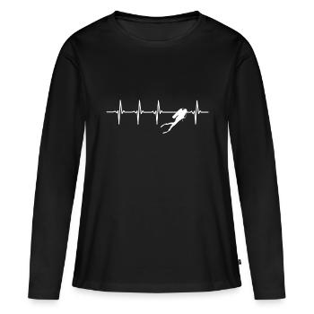 Diving Heartbeat Geschenk für Taucher - Frauen Premium Bio Langarmshirt - Schwarz - Vorne - Julia (174cm)
