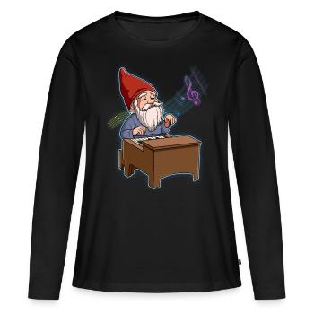 Gnom Klavierspieler - Frauen Premium Bio Langarmshirt - Schwarz - Vorne - Julia (174cm)