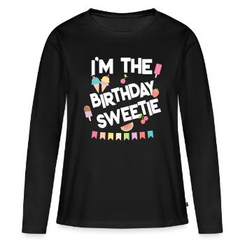 Gâteries de crème glacée amusantes Je suis la fille chérie d’anniversaire - T-shirt manches longues Premium bio Femme - noir - Devant - Julia (174cm)