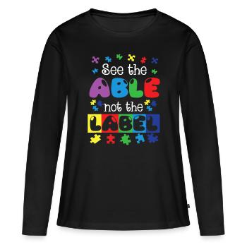 AUTISM AWARENESS Support Autism Kids for Mom Dad - Women's Premium Organic Long Sleeve Shirt - black - Front - Julia (174cm)