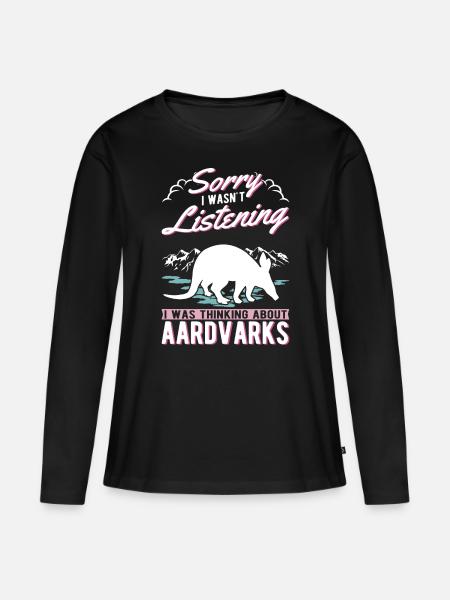Erdferkel Geschenk Aardvark - Frauen Premium Bio Langarmshirt - Schwarz