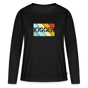 Jogging Rétro - T-shirt manches longues Premium bio Femme - noir - Devant - Julia (174cm)