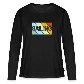Rétro de la voile - T-shirt manches longues Premium bio Femme - noir - Devant - Julia (174cm)
