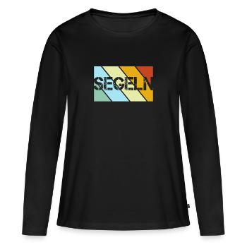 Rétro de la voile - T-shirt manches longues Premium bio Femme - noir - Devant - Julia (174cm)