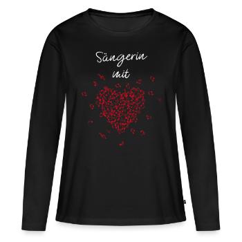 Sängerin mit Herz Musikerin Singen Gesangslehrerin - Frauen Premium Bio Langarmshirt - Schwarz - Vorne - Julia (174cm)