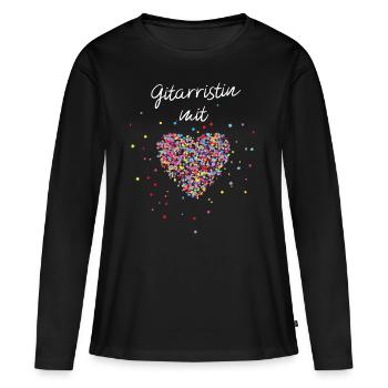 Gitarristin mit Herz E Gitarre Gitarrenlehrerin - Frauen Premium Bio Langarmshirt - Schwarz - Vorne - Julia (174cm)