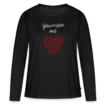 Gitarristin mit Herz Gitarre Musikverein Musikerin - Frauen Premium Bio Langarmshirt - Schwarz - Vorne - Julia (174cm)