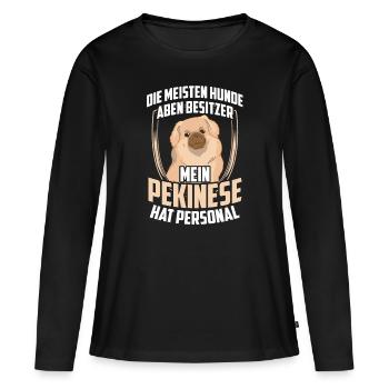 Mein Pekinese hat Personal Peking-Palasthund - Frauen Premium Bio Langarmshirt - Schwarz - Vorne - Julia (174cm)
