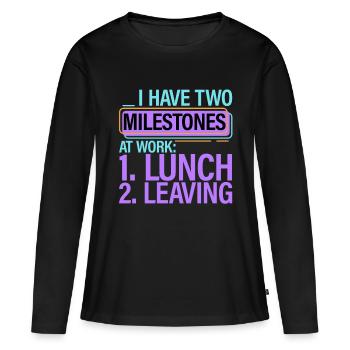J’ai deux jalons au travail, le déjeuner, le départ 2 - T-shirt manches longues Premium bio Femme - noir - Devant - Julia (174cm)