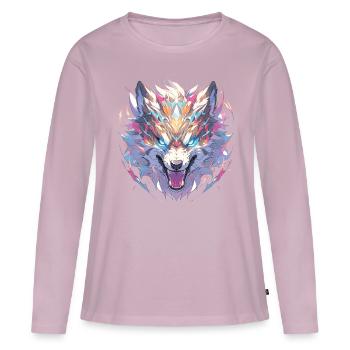 Wolf Wölfe Tier Wildtiere Wolfkopf - Frauen Premium Bio Langarmshirt - Altrosa - Vorne - Julia (174cm)