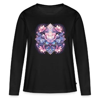 Méditation - T-shirt manches longues Premium bio Femme - noir - Devant - Julia (174cm)
